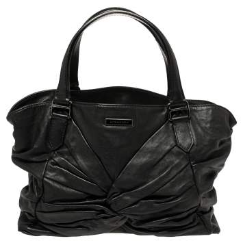 Pre Owned Burberry Black Soft Leather Knot Healy Satchel