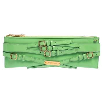Pre Owned Burberry Green Patent Leather Bridle Parmoor Clutch Bag
