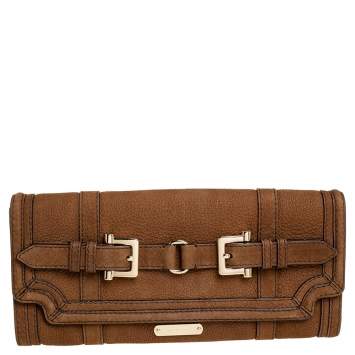 Pre Owned Burberry Brown Nubuck Leather Margot Clutch