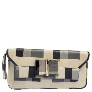 Pre Owned Emporio Armani Tricolor Check Leather Clutch