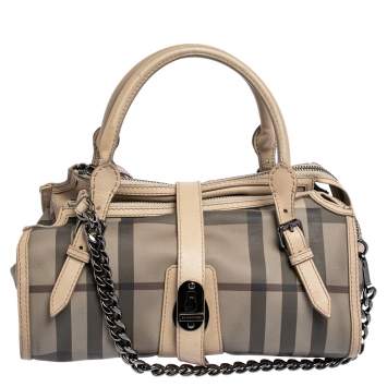 Pre Owned Burberry Multicolor Smoked Check PVC Chain Detail Bartow Bowling Bag