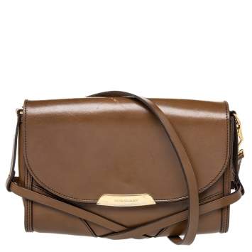 Pre Owned Burberry Brown Leather Abbott Shoulder Bag