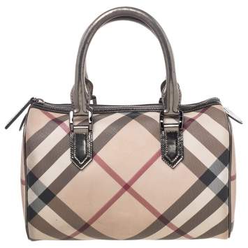 Pre Owned Burberry Beige Nova Check Canvas Bowling Bag