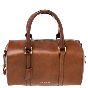 Pre Owned Burberry Tan Leather Medium Alchester Bowler Bag