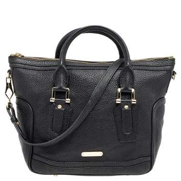 Pre Owned Burberry Black Leather Tote