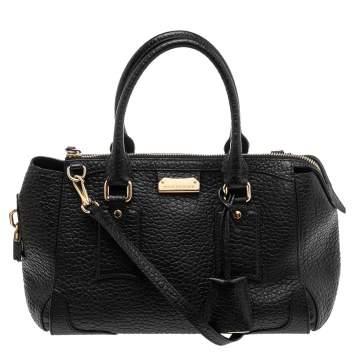 Pre Owned Burberry Black Grained Leather Orchard Boston Bag