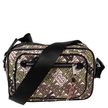 Pre Owned Burberry Tricolor TB Print Nylon and Leather Trim Messenger Bag