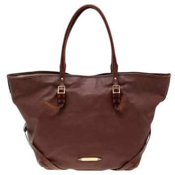 Pre Owned Burberry Brown Leather Tote