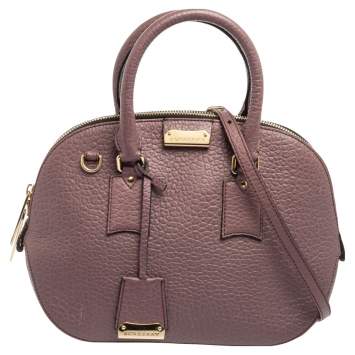 Pre Owned Burberry Light Purple Leather Small Orchard Satchel