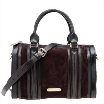 Pre Owned Burberry Tri-Color Leather And Suede Medium Alchester Bowling Bag