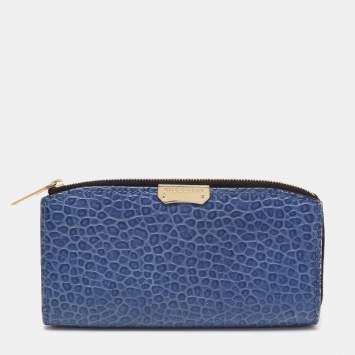 Pre Owned Burberry Blue Leather Alvington Continental Wallet