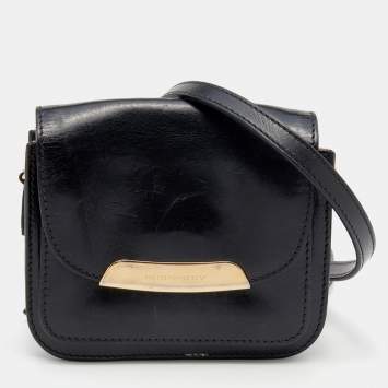 Pre Owned Burberry Black Leather Crossbody Bag