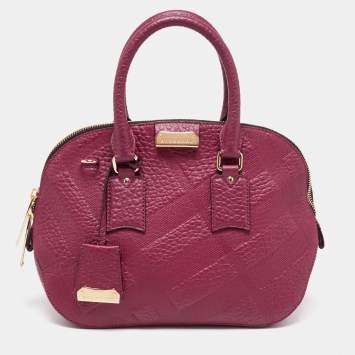 Pre Owned Burberry Burgundy Leather Orchard Bowling Bag