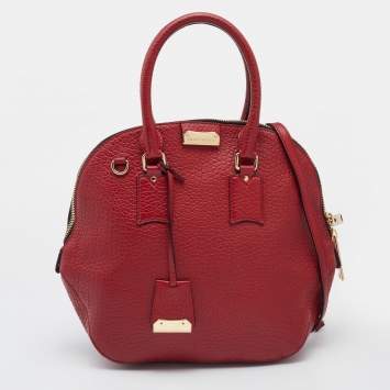 Pre Owned Burberry Red Leather Orchard Bowler Bag