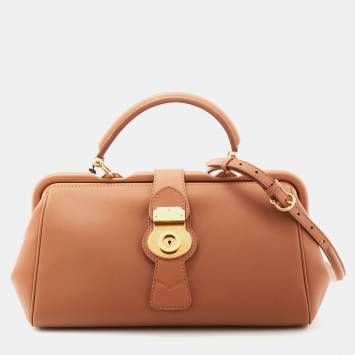 Pre Owned Burberry Brown Leather Bowling Bag