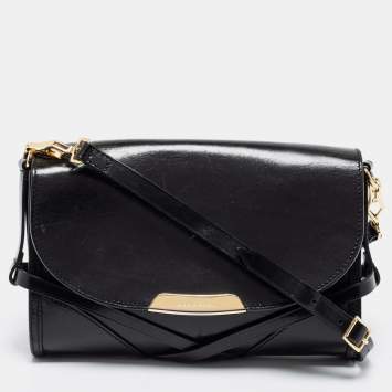 Pre Owned Burberry Black Leather Abbott Crossbody Bag