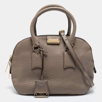 Pre Owned Burberry Grey Leather Small Orchard Bowler Bag