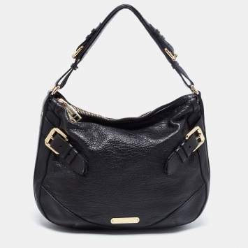 Pre Owned Burberry Black Leather Hobo