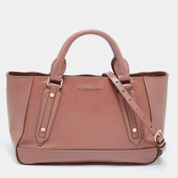 Pre Owned Burberry Pink Leather Somerford Tote