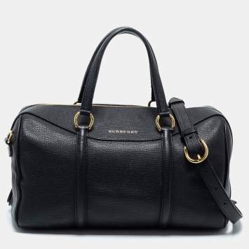 Pre Owned Burberry Black Derby Leather Alchester Bowling Bag
