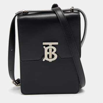 Pre Owned Burberry Black Leather Robin Crossbody Bag