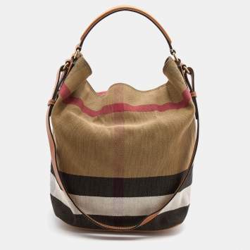 Pre Owned Burberry Multicolor Mega Check Canvas and Leather Medium Ashby Hobo
