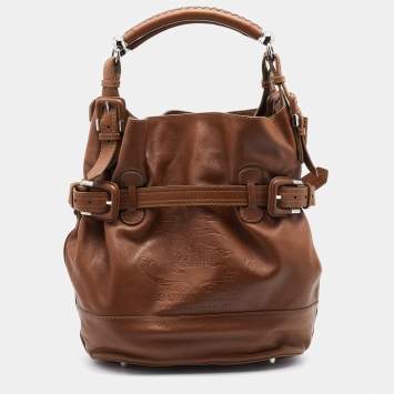 Pre Owned Burberry Brown Leather Hobo