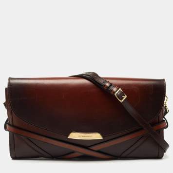Pre Owned Burberry Ombre Brown Leather Abbott Shoulder Bag