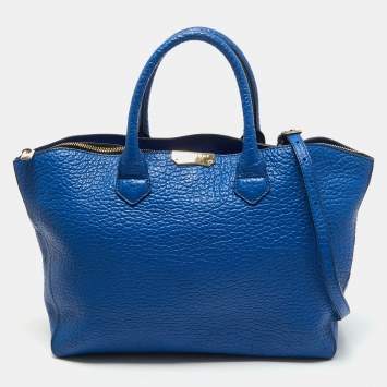Pre Owned Burberry Blue Pebbled Leather Dewsbury Tote