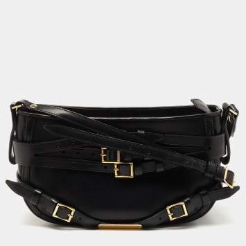 Pre Owned Burberry Black Leather Dutton Crossbody Bag