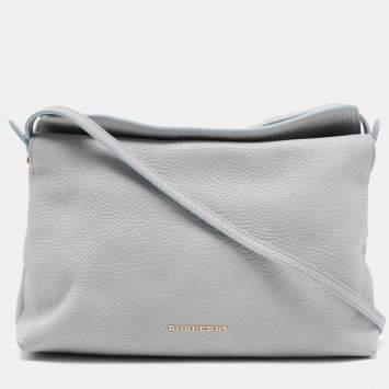 Pre Owned Burberry Light Blue Leather Leah Crossbody Bag