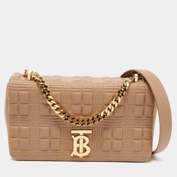 Pre Owned Burberry Beige Quilted Leather Small Lola Shoulder Bag