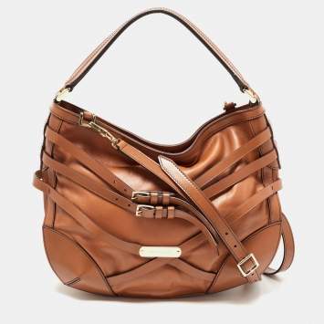Pre Owned Burberry Brown Leather Small Bridle Dutton Hobo