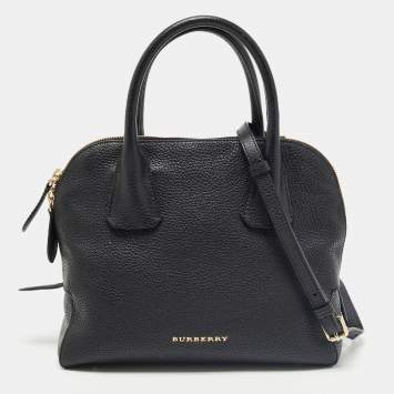 Pre Owned Burberry Black Grained Leather Greenwood Satchel