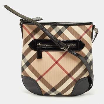 Pre Owned Burberry Multicolor Nova Check PVC and Patent Leather Dryden Crossbody Bag