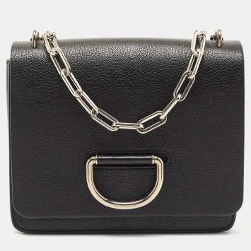 Pre Owned Burberry Black Leather Small D Ring Shoulder Bag