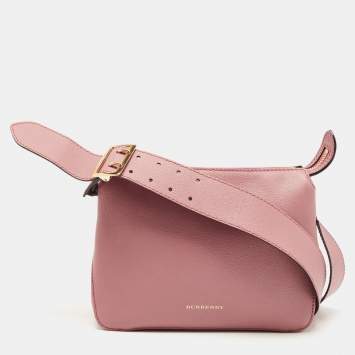 Pre Owned Burberry Pink Leather Helmsley Crossbody Bag