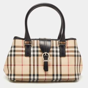 Pre Owned Burberry Black Nova Check Vinyl Small Eden Satchel