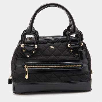 Pre Owned Burberry Black Nylon and Leather Westbury Satchel