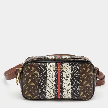 Pre Owned Burberry Multicolor TB Print Coated Canvas and Leather  Convertible Sling Bag
