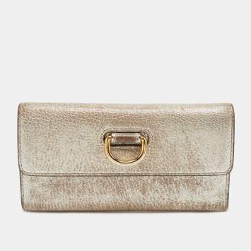 Pre Owned Burberry Silver Leather Continental Wallet