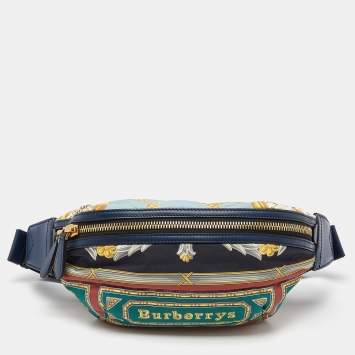 Pre Owned Burberry Multicolor Archive Scarf Print Nylon and Leather Bum Bag 