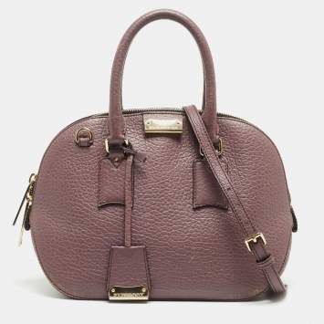 Pre Owned Burberry Lilac Pebbled Leather Small Orchard Bowler Bag