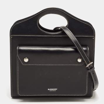 Pre Owned Burberry Black Leather Mini Pocket Tote
