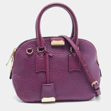 Pre Owned Burberry Purple Leather Orchard Bowler Bag