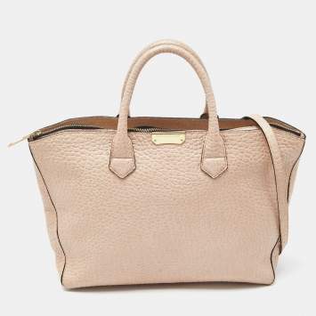 Pre Owned Burberry Beige Leather Medium Dewsbury Tote 