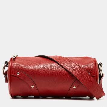 Pre Owned Burberry Red Leather Barrel Bag