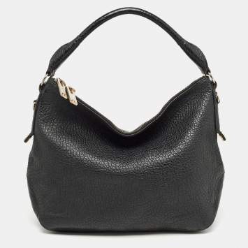 Pre Owned Burberry Black Pebbled Leather Ledbury Hobo