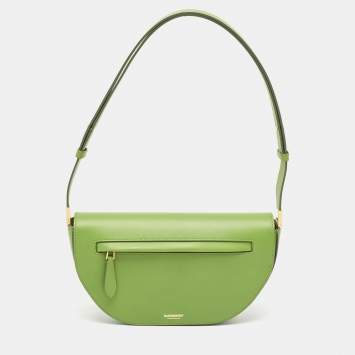 Pre Owned Burberry Green Leather Small Olympia Shoulder Bag