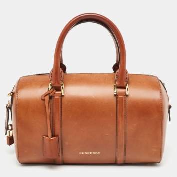 Pre Owned Burberry Tan Leather Medium Alchester Bowler Bag